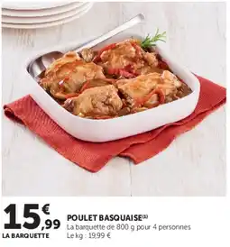 Hyper U LA BARQUETTE POULET BASQUAISE offre
