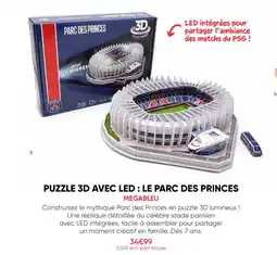 Fnac Megableu puzzle 3d avec led : le parc des princes offre