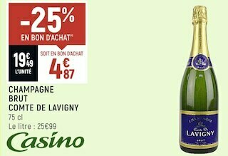 Petit Casino Comte de lavigny champagne brut offre