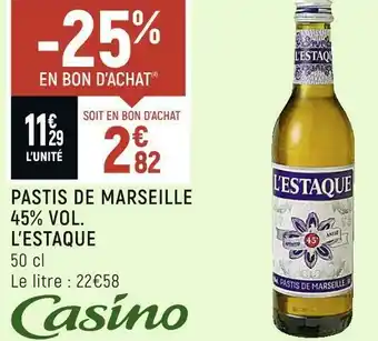 Petit Casino L’estaque pastis de marseille 45% vol. offre
