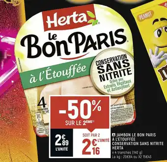 Petit Casino Herta jambon le bon paris à l’étouffée conservation sans nitrite offre