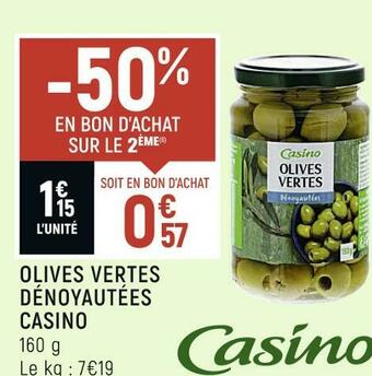 Spar Casino olives vertes dénoyautées offre