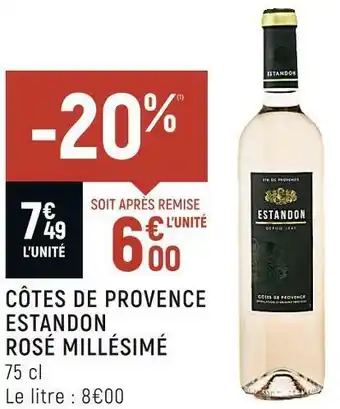 Spar Estandon côtes de provence rosé millésimé offre