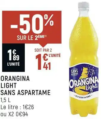 Spar Orangina orangina light sans aspartame offre