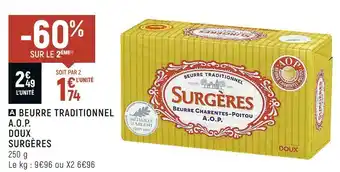 Spar Surgères beurre traditionnel a.o.p. doux offre