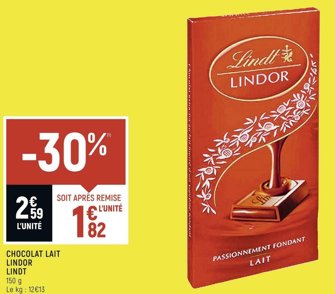 Promo Lindt chocolat lait lindor chez Spar