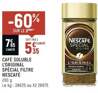 Spar Nescafé café soluble l’original spécial filtre offre