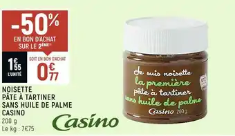 Spar Casino noisette pâte à tartiner sans huile de palme offre