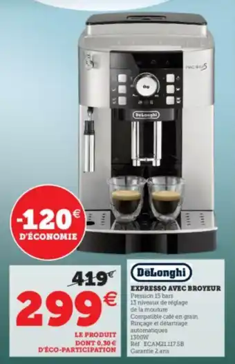 Super U Espresso avec broyeux offre