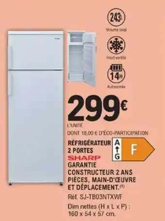E.Leclerc Réfrigérateur 2 portes offre