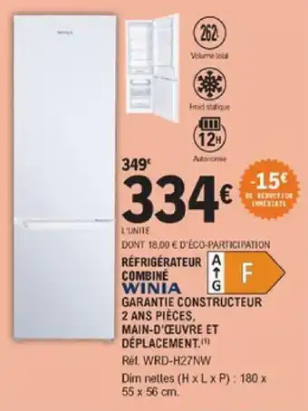 E.Leclerc Réfrigérateur combiné offre