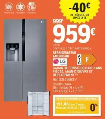 E.Leclerc Réfrigérateur americain offre