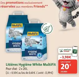 Maxi Zoo MultiFit Litières Hygiène White offre