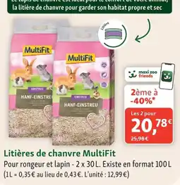 Maxi Zoo MultiFit Litières de chanvre offre