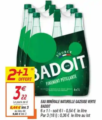 Netto Eau minérale naturelle gazeuse verte badoit offre