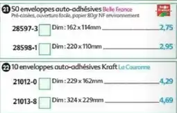 Maximo Belle France enveloppes auto-adhésives offre