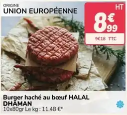 Promocash DHAMAN Burger haché au bœuf HALAL offre