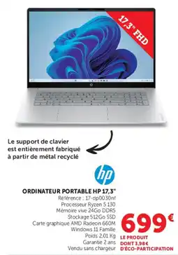 Super U HP ORDINATEUR PORTABLE 17,3" offre