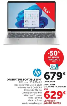 Super U HP ORDINATEUR PORTABLE 15,6" offre