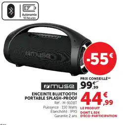 Super U MUSE ENCEINTE BLUETOOTH PORTABLE SPLASH-PROOF offre