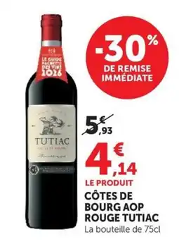 U Express TUTIAC CÔTES DE BOURG AOP ROUGE offre