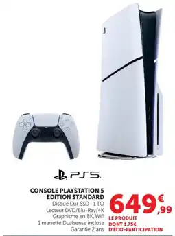Super U PS5 CONSOLE PLAYSTATION 5 EDITION STANDARD offre