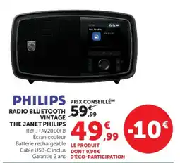 Super U PHILIPS RADIO BLUETOOTH VINTAGE THE JANET PHILIPS offre