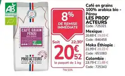 Promocash LES PROD'ACTEURS Café Grain Pérou offre