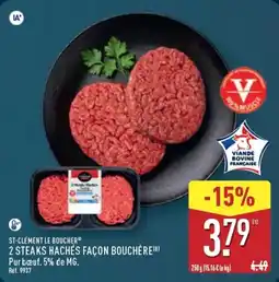 ALDI ST-CLÉMENT LE BOUCHER 2 STEAKS HACHÉS FAÇON BOUCHÈRE offre