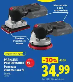 Lidl PARKSIDE Ponceuse vibrante sans fil offre