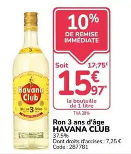 Promocash Havana Club Ron 3 ans d'âge offre