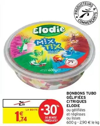 Intermarché Bonbons tubo gélifiées citriques elodie offre