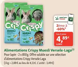 Maxi Zoo Versele-laga alimentations crispy muesli pour lapin offre