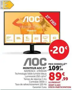 Hyper U Aoc - moniteur 27 offre