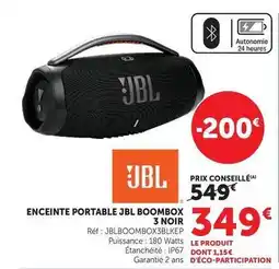 Hyper U Jbl - enceinte portable boombox 3 noir offre