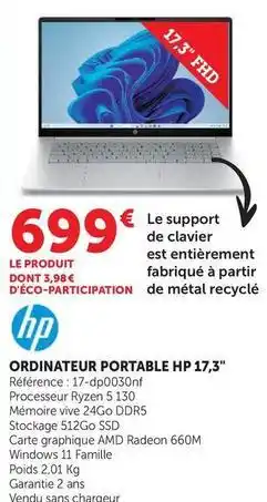 Hyper U Hp - ordinateur portable 17,3 offre