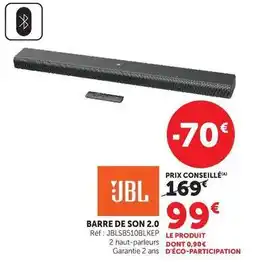Hyper U Jbl - barre de son 2.0 offre