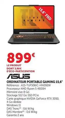 Hyper U Asus - ordinateur portable gaming 15,6 offre