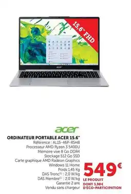 Super U Acer - ordinateur portable 15.6 offre