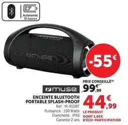 Super U Muse - enceinte bluetooth portable splash-proof offre