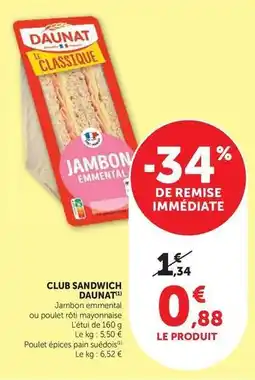 U Express Daunat - club sandwich offre