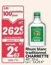 Promocash Charrette - rhum blanc traditionnel offre