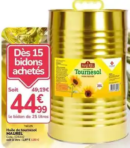 Promocash Maurel - huile de tournesol offre