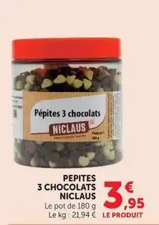 Hyper U Pepites 3 chocolats offre