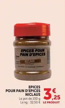 Hyper U Epices pour pain d'epices offre