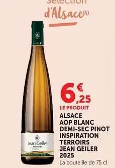 Hyper U Jean geiler - alsace aop blanc demi-sec pinot inspiration terroirs offre