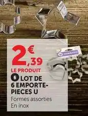Hyper U U - lot de 6 emporte-pieces offre