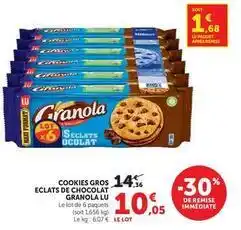Super U Lu - cookies gros eclats de chocolat granola offre