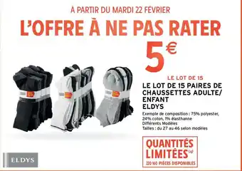 Intermarché Le Lot de 15 Paires de Chaussettes Adulte offre