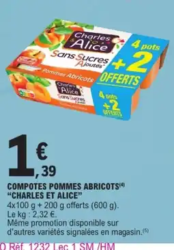 E.Leclerc Charles & Alice Compotes pommes abricots offre